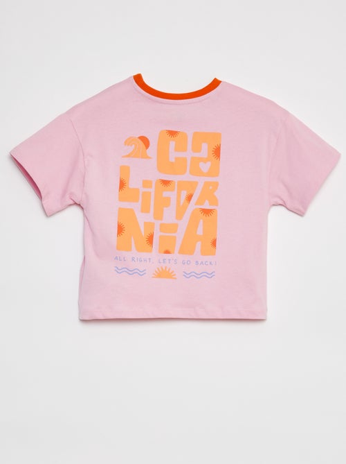 T-shirt com estampado, manga curta e gola redonda - Kiabi