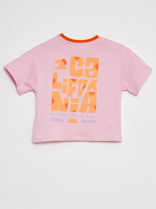 T-shirt com estampado, manga curta e gola redonda - Kiabi