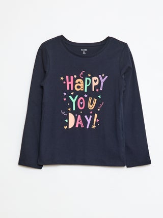 T-shirt com estampado mensagem