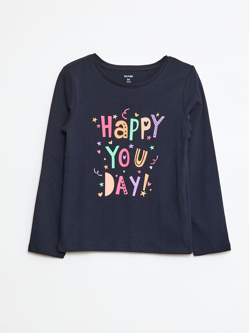 T-shirt com estampado mensagem Azul - Kiabi
