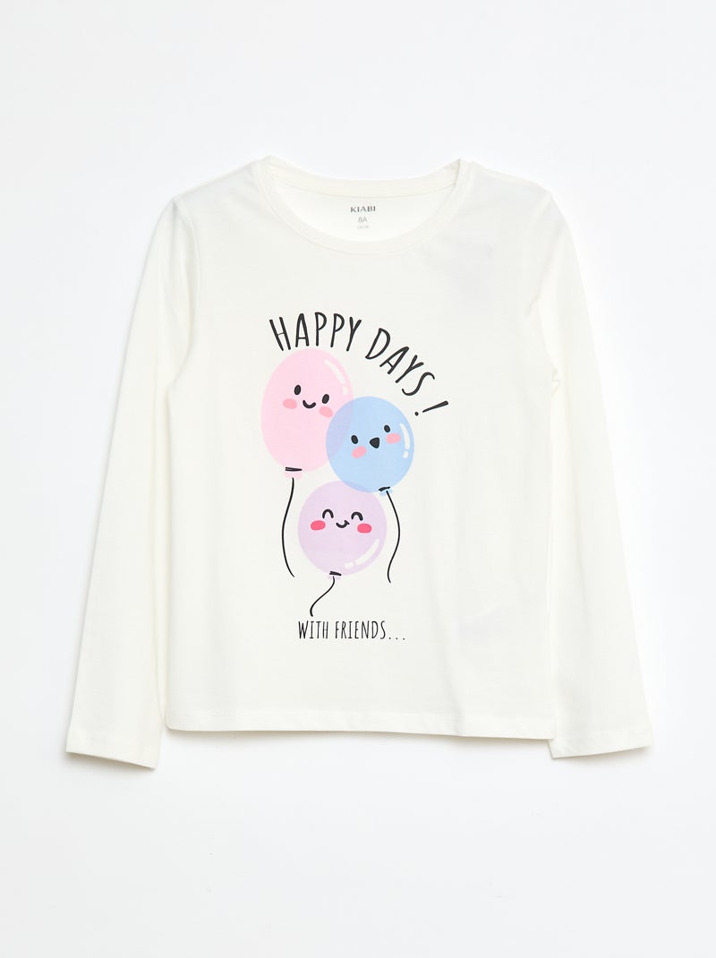 T-shirt com estampado mensagem Branco - Kiabi