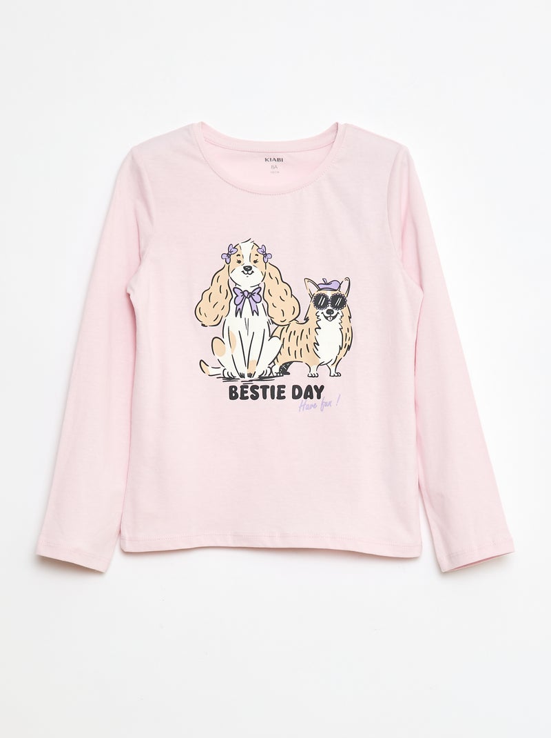 T-shirt com estampado mensagem Rosa - Kiabi