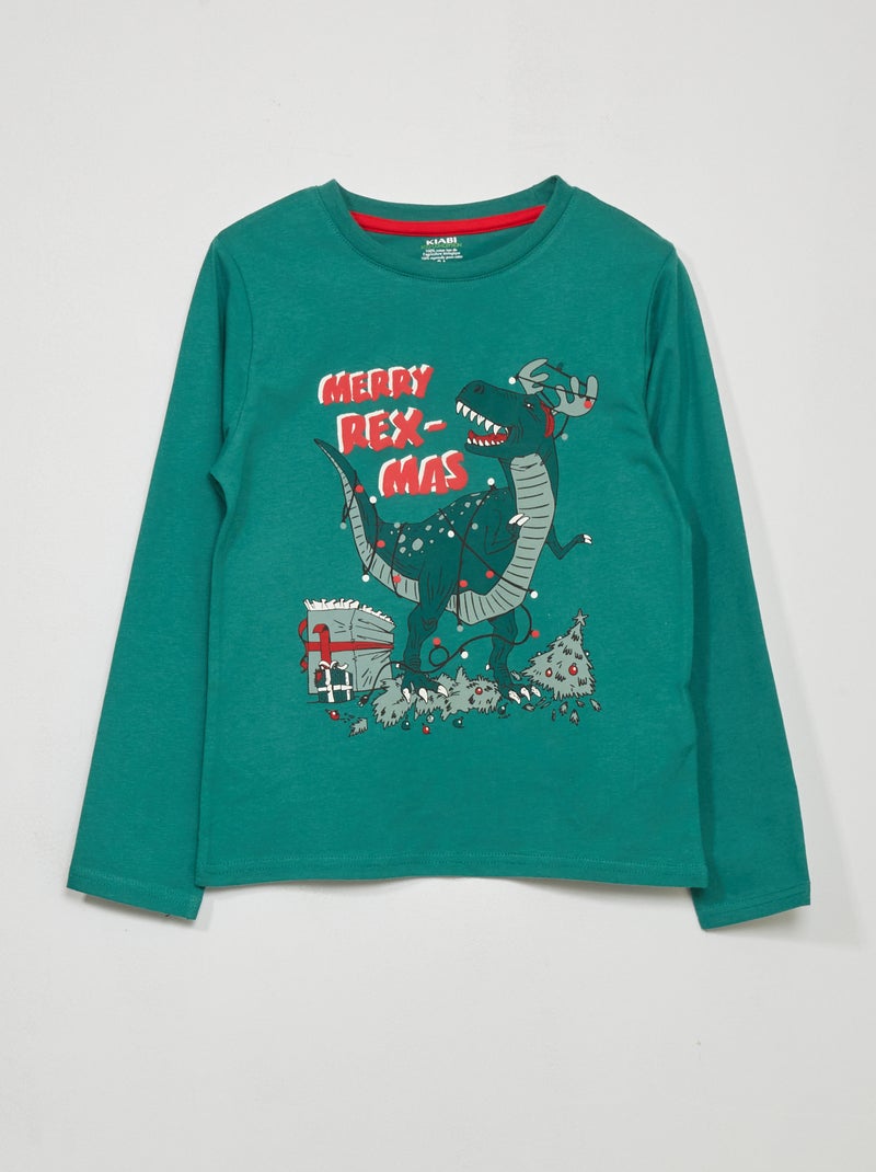 T-shirt com estampado 'Merry Rex-Mas' VERDE - Kiabi