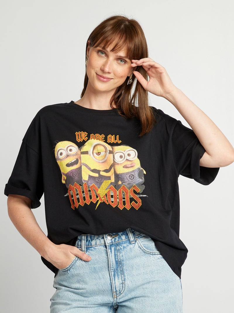 T-shirt com estampado 'Mínimos' PRETO - Kiabi