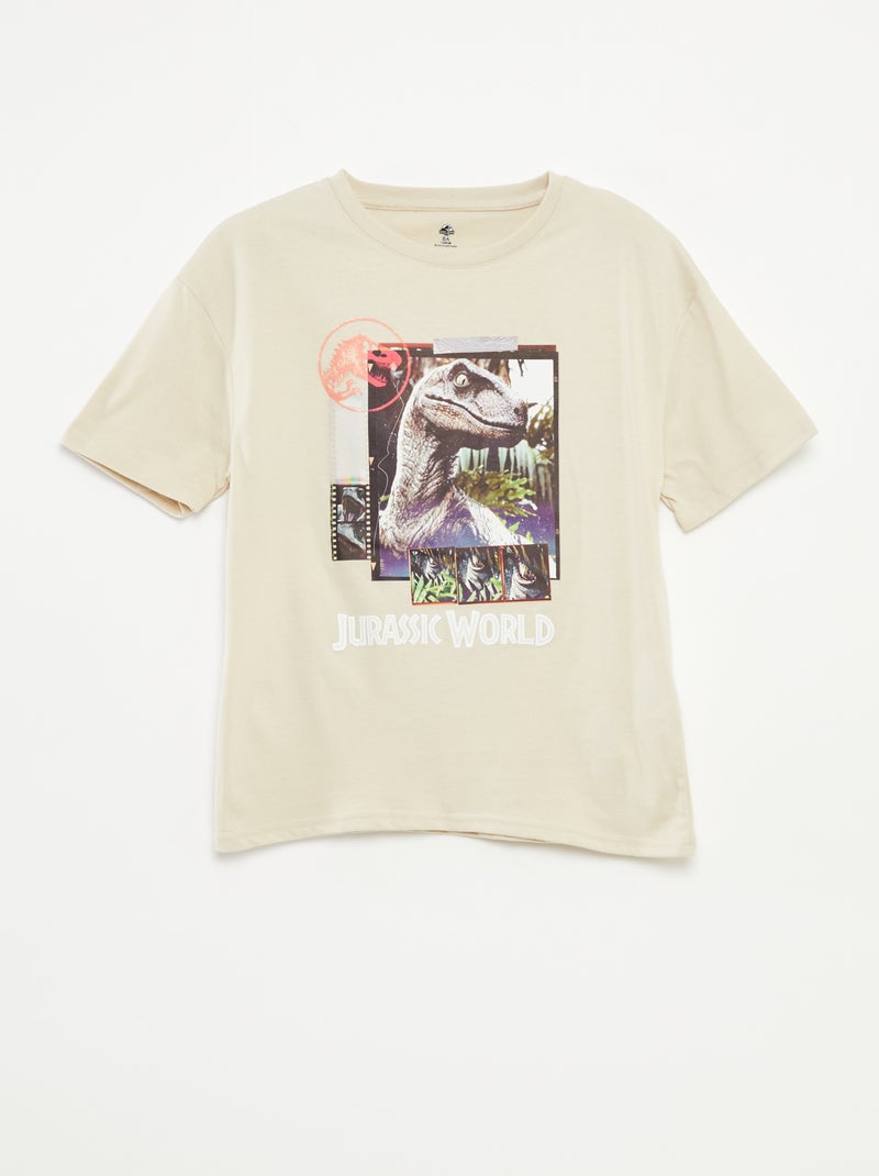 T-shirt com estampado 'Mundo Jurássico' BEGE - Kiabi