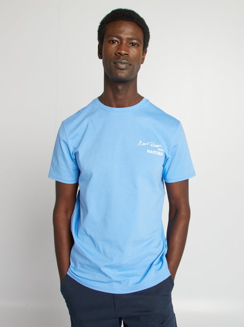 T-shirt com estampado na frente e verso de manga curta - Kiabi