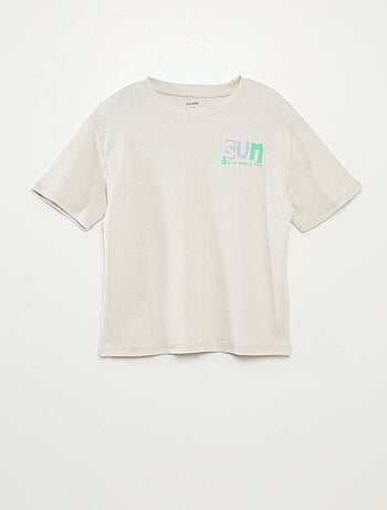 T-shirt com estampado na frente e verso de manga curta