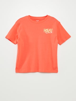 T-shirt com estampado na frente e verso de manga curta