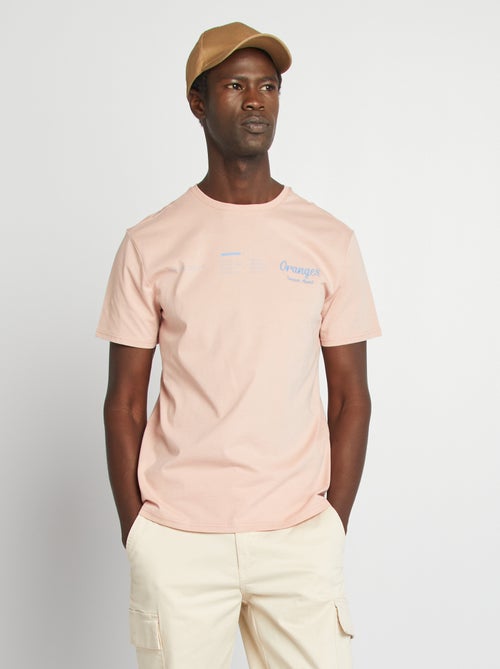 T-shirt com estampado na frente e verso de manga curta - Kiabi