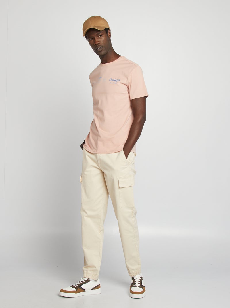 T-shirt com estampado na frente e verso de manga curta Rosa - Kiabi