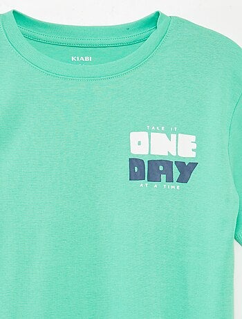 T-shirt com estampado na frente e verso de manga curta