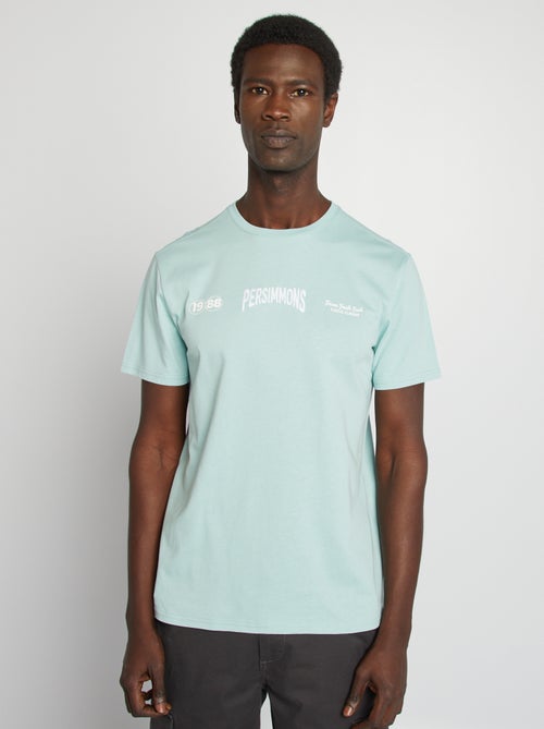 T-shirt com estampado na frente e verso de manga curta - Kiabi