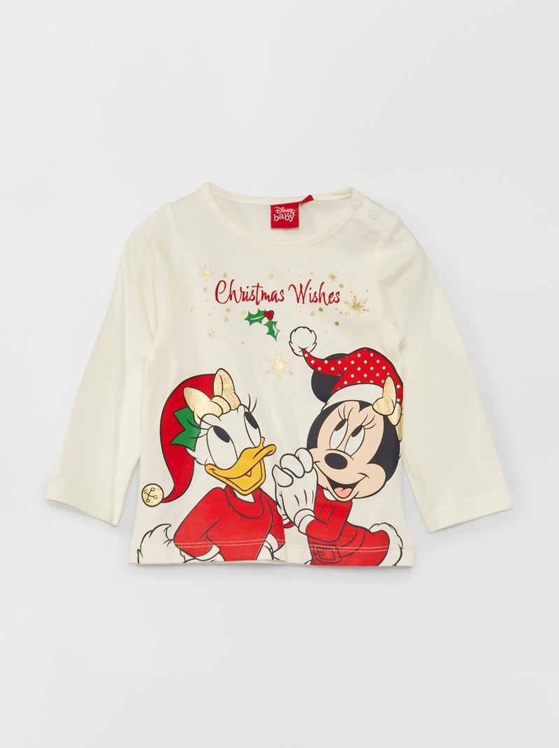 T-shirt com estampado 'Natal' da 'Disney' Ecru - Kiabi
