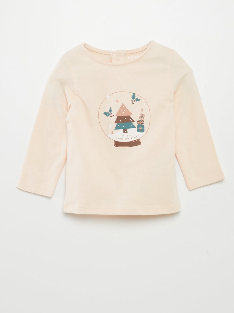 T-shirt com estampado 'Natal' ROSA - Kiabi