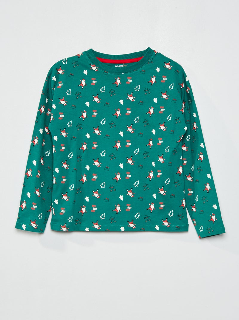 T-shirt com estampado 'Natal' VERDE - Kiabi