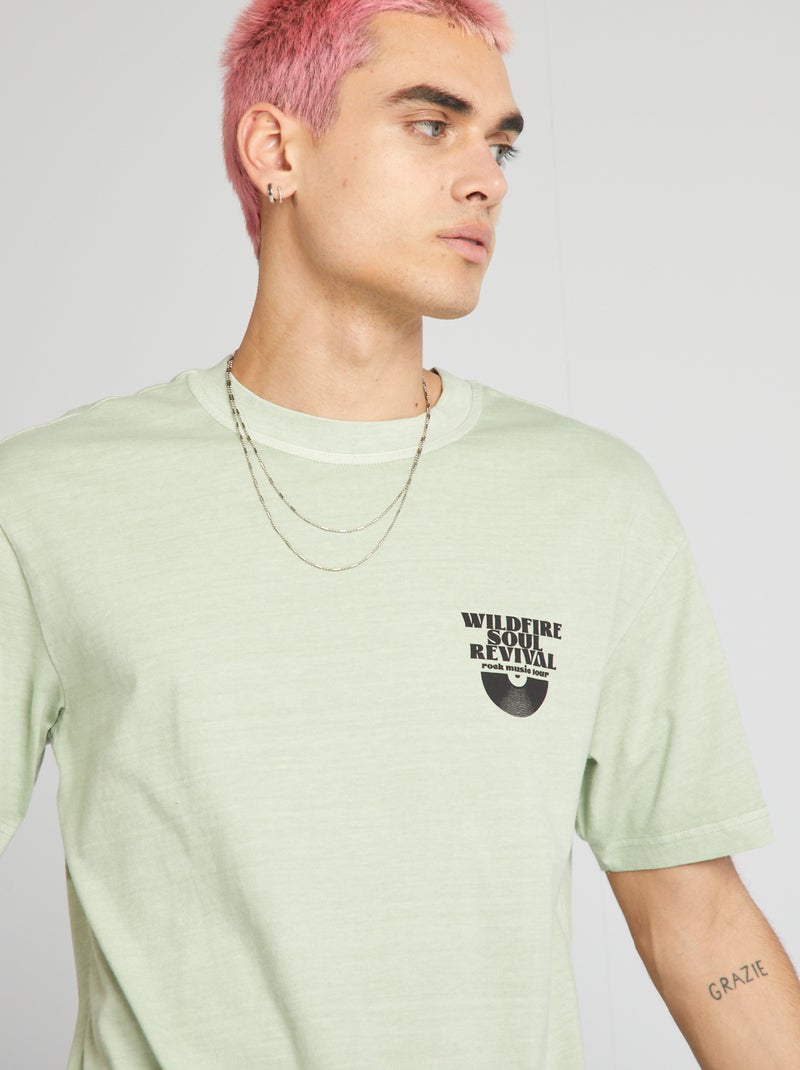 T-shirt com estampado no peito BEGE - Kiabi