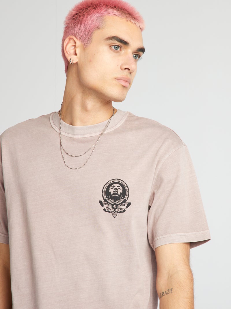 T-shirt com estampado no peito VIOLETA - Kiabi