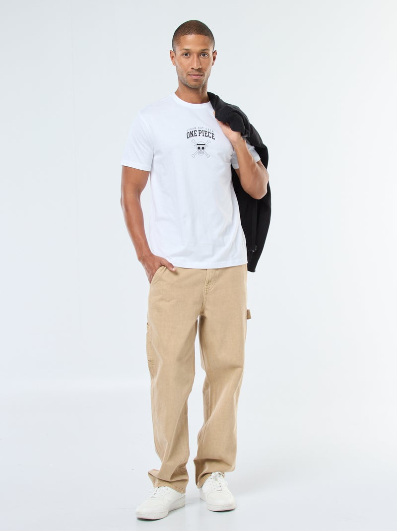 T-shirt com estampado 'One Piece' de manga curta Branco - Kiabi