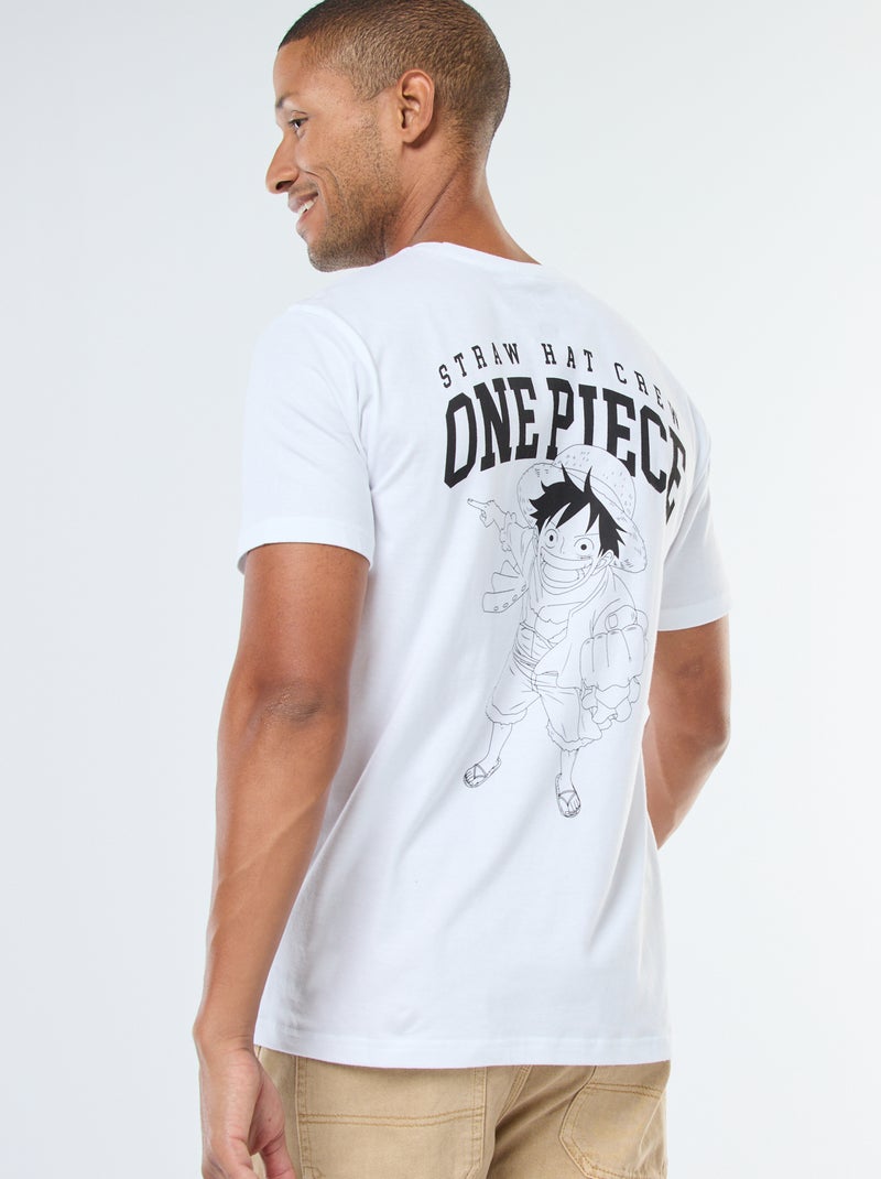 T-shirt com estampado 'One Piece' de manga curta Branco - Kiabi