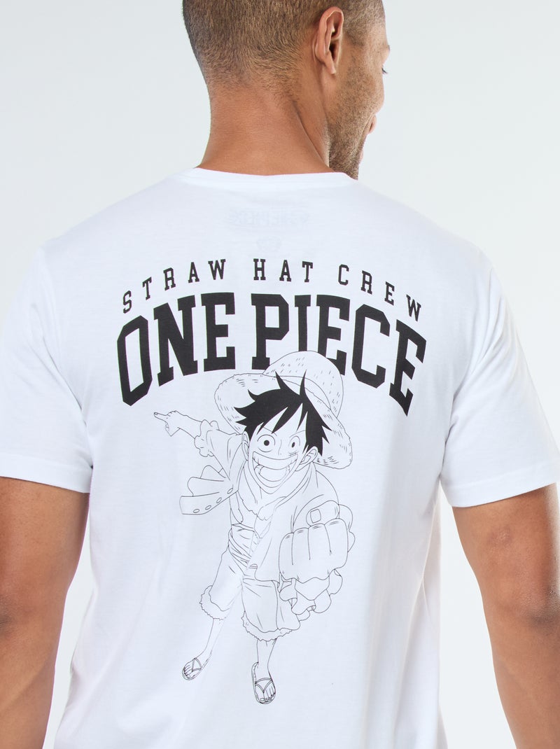 T-shirt com estampado 'One Piece' de manga curta Branco - Kiabi