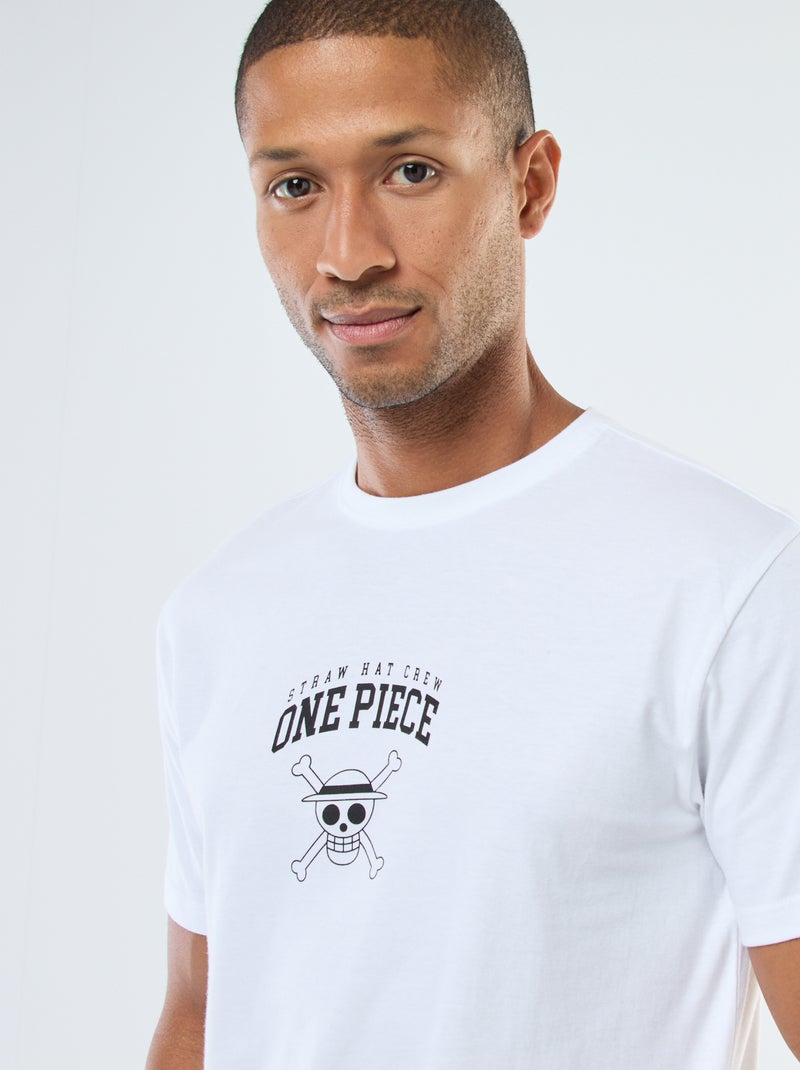 T-shirt com estampado 'One Piece' de manga curta Branco - Kiabi