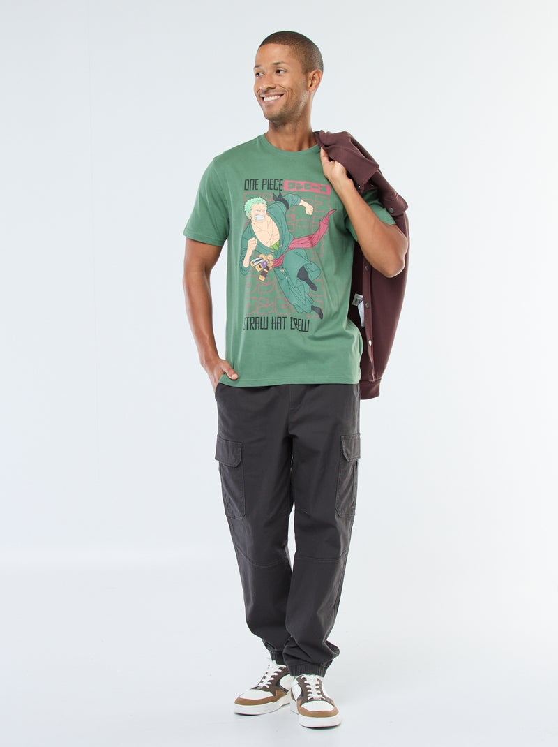 T-shirt com estampado 'One Piece' de manga curta Verde - Kiabi