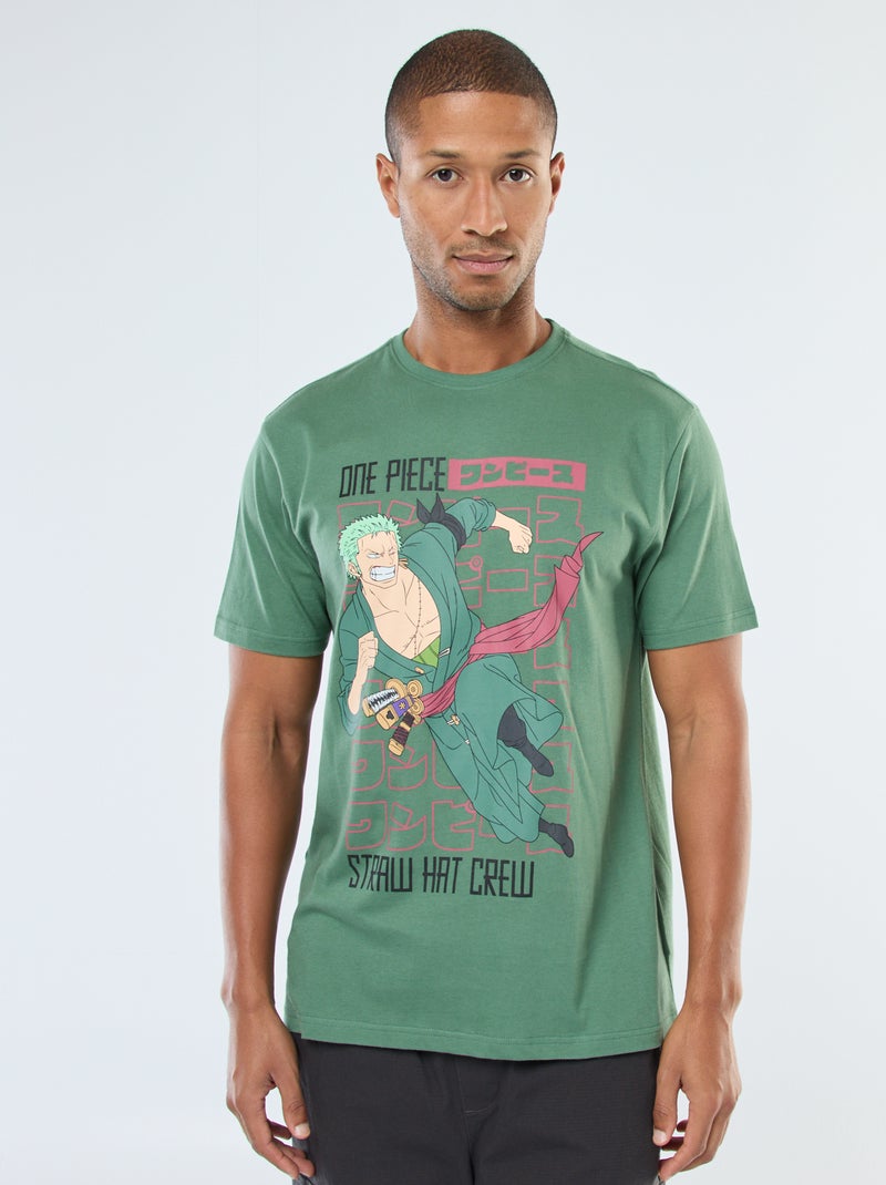 T-shirt com estampado 'One Piece' de manga curta Verde - Kiabi