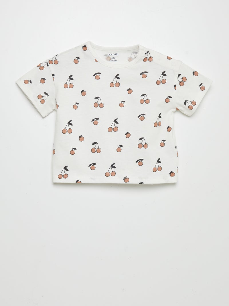T-shirt com estampado oversize BRANCO - Kiabi