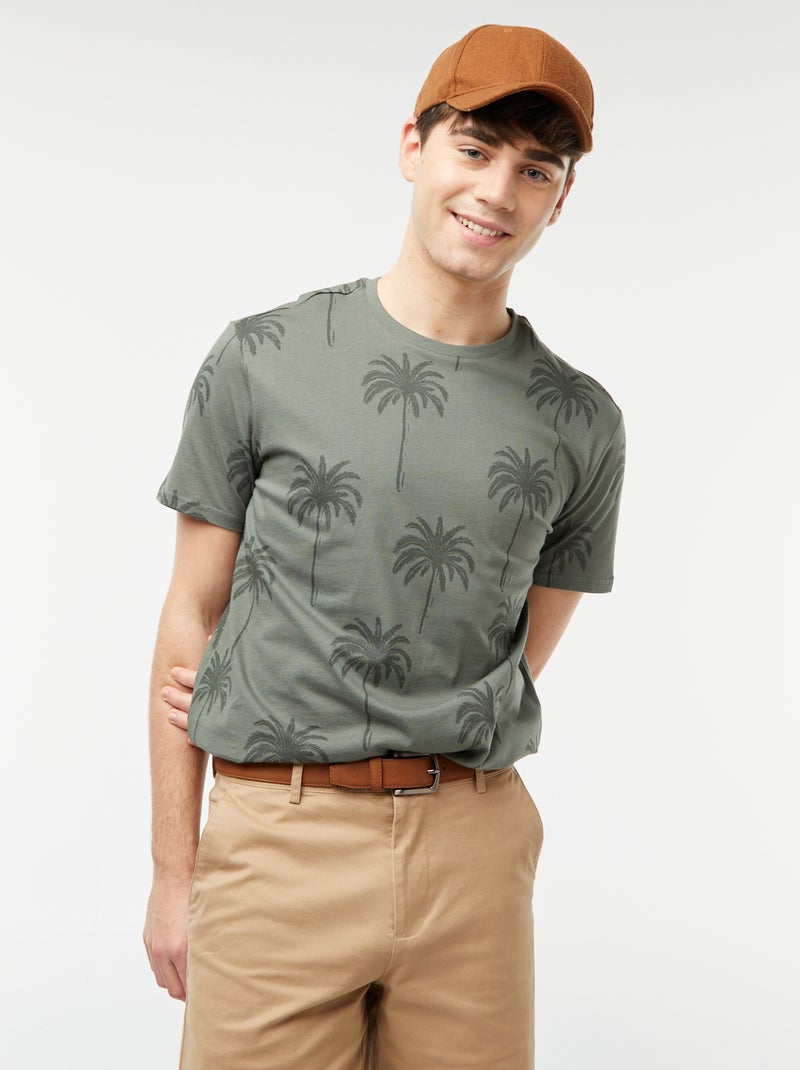 T-shirt com estampado 'palmeiras' Verde - Kiabi