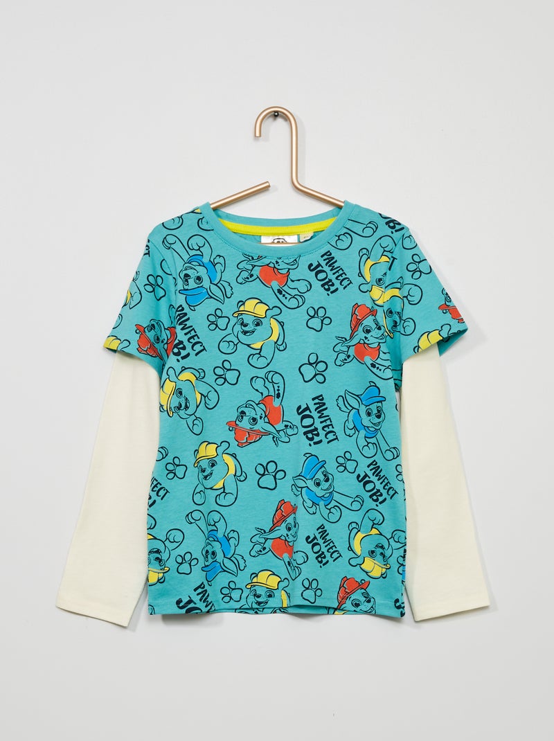 T-shirt com estampado 'Patrulha Pata' efeito 2 em 1 BRANCO - Kiabi