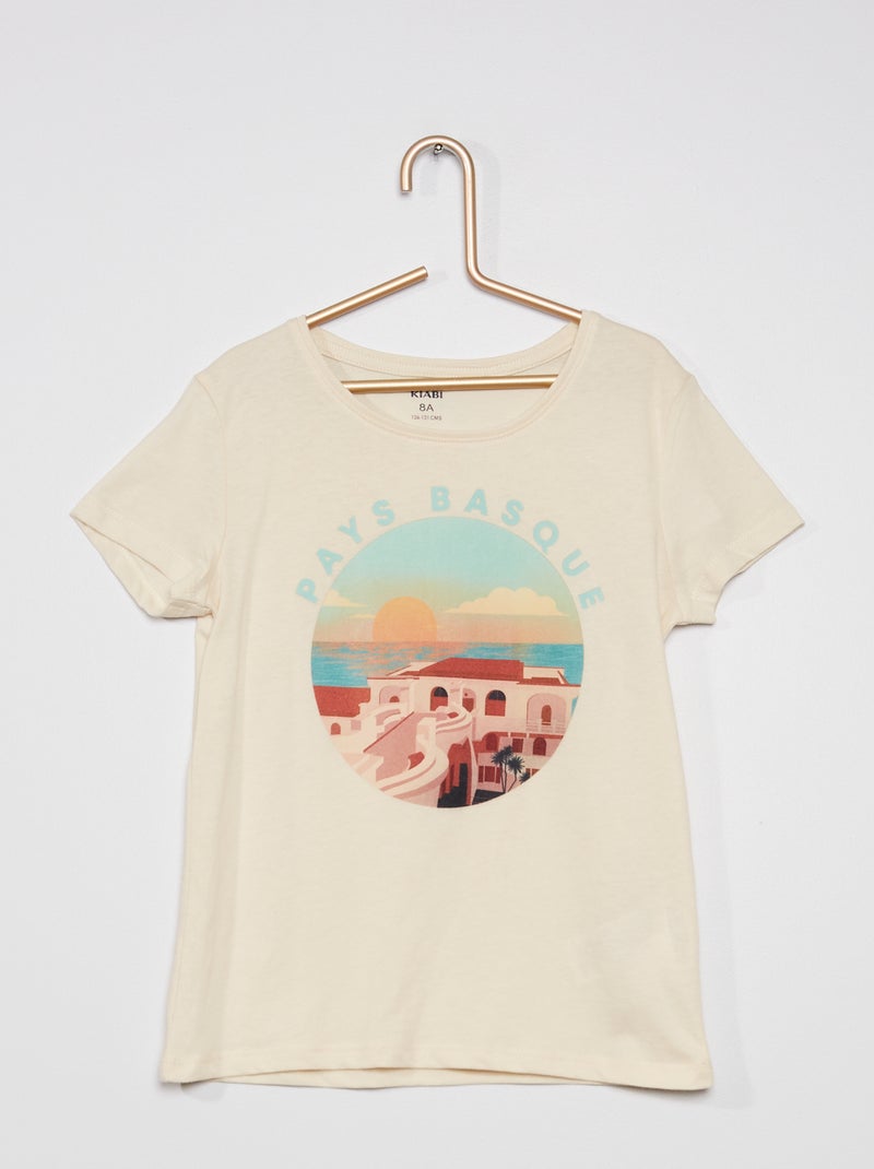 T-shirt com estampado 'Pays Basque' BRANCO - Kiabi