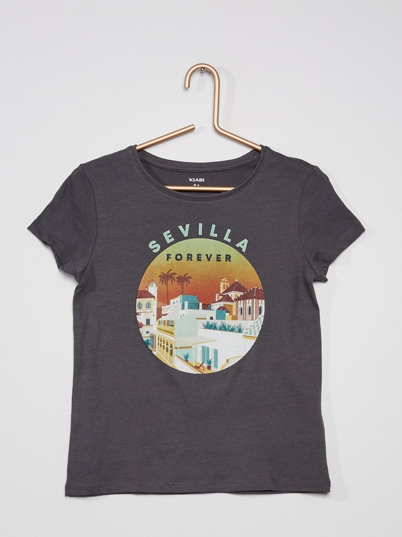 T-shirt com estampado 'Pays Basque' CINZA - Kiabi