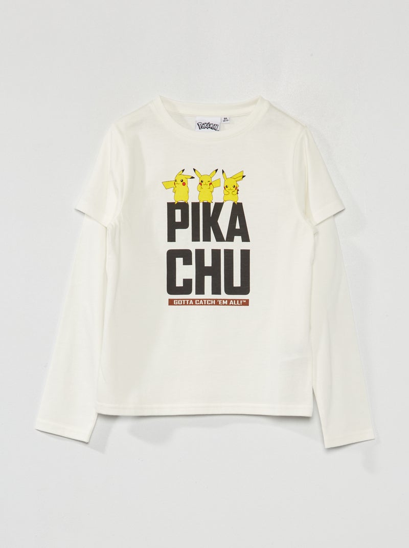 T-shirt com estampado 'Pikachu' de manga comprida BRANCO - Kiabi