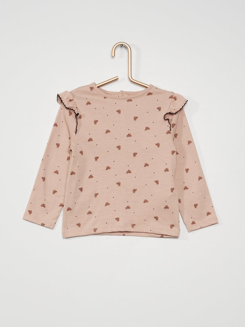 T-shirt com estampado 'rato' rosa/cinza - Kiabi