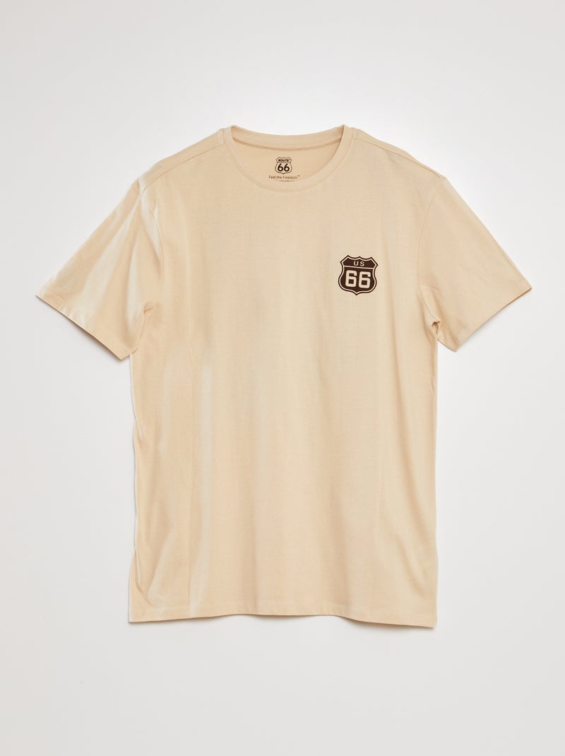T-shirt com estampado 'Route 66' bege - Kiabi