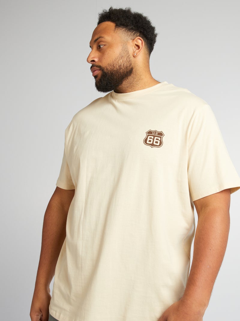 T-shirt com estampado 'Route 66' bege - Kiabi