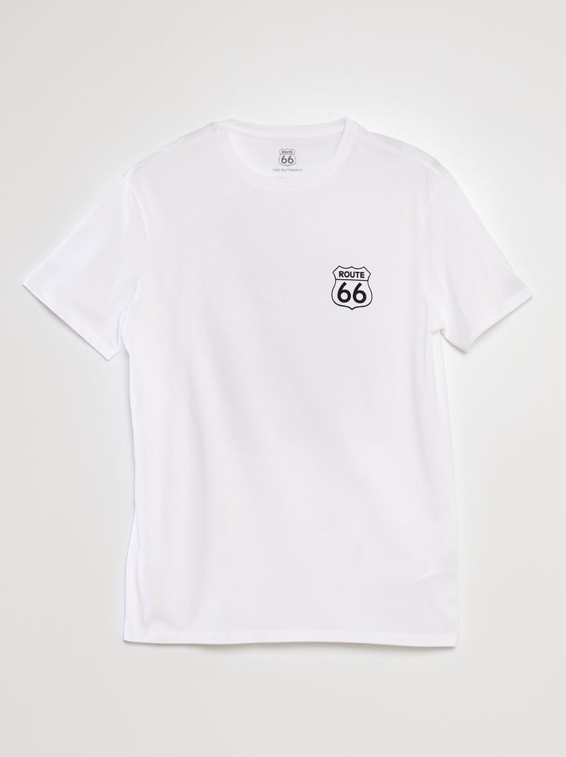 T-shirt com estampado 'Route 66' Branco - Kiabi