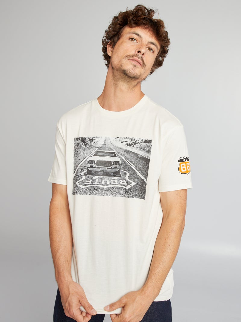 T-shirt com estampado route 66 BRANCO - Kiabi