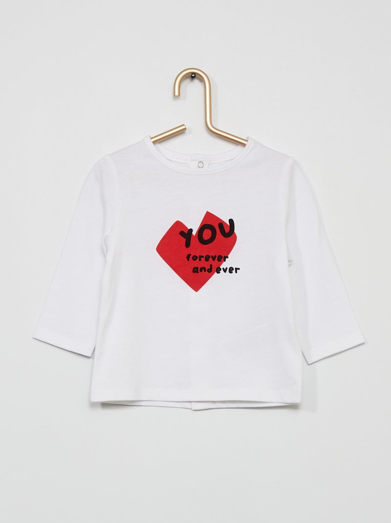 T-shirt com estampado 'Saint-Valentin' BRANCO - Kiabi
