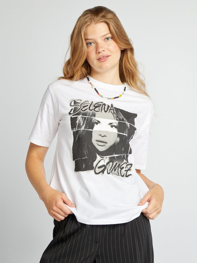 T-shirt com estampado 'Selena Gomez' Branco - Kiabi
