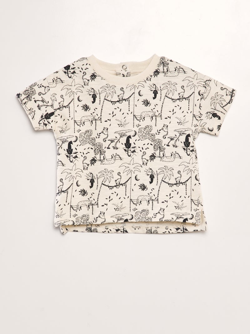 T-shirt com estampado selva BEGE - Kiabi