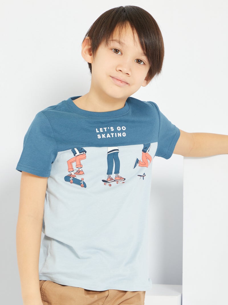 T-shirt com estampado 'skate' AZUL - Kiabi