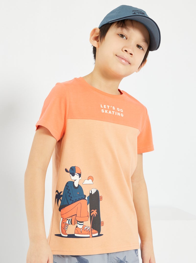 T-shirt com estampado 'skate' LARANJA - Kiabi