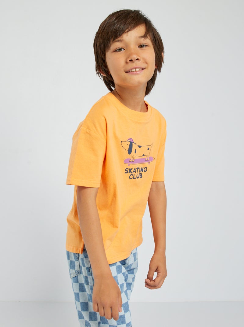 T-shirt com estampado 'Skate' LARANJA - Kiabi