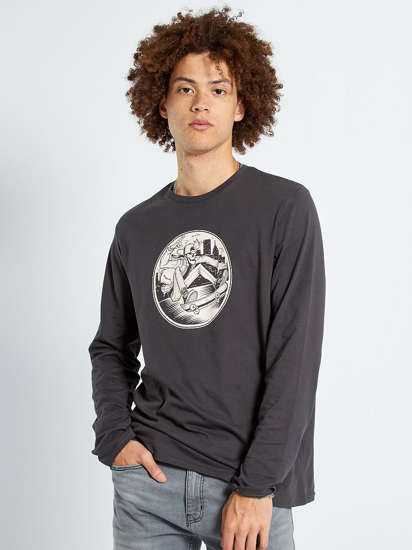 T-shirt com estampado 'Skate' PRETO - Kiabi