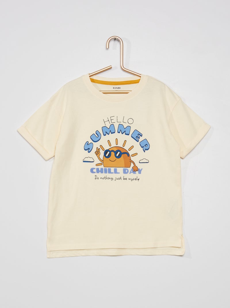 T-shirt com estampado 'sol' BRANCO - Kiabi