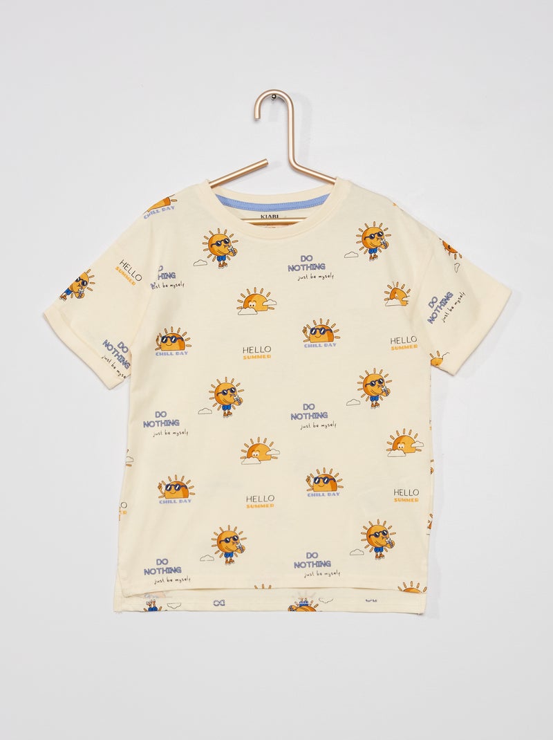 T-shirt com estampado 'sol' BRANCO - Kiabi