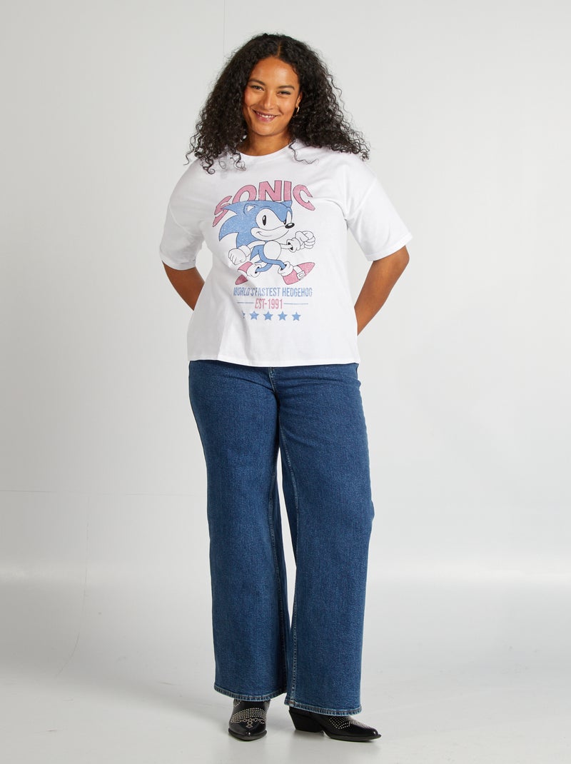 T-shirt com estampado 'Sonic' Branco - Kiabi
