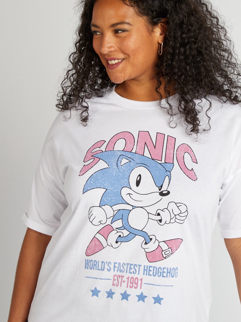 T-shirt com estampado 'Sonic' Branco - Kiabi