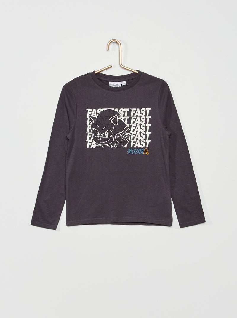 T-shirt com estampado 'Sonic' Cinza Escuro - Kiabi